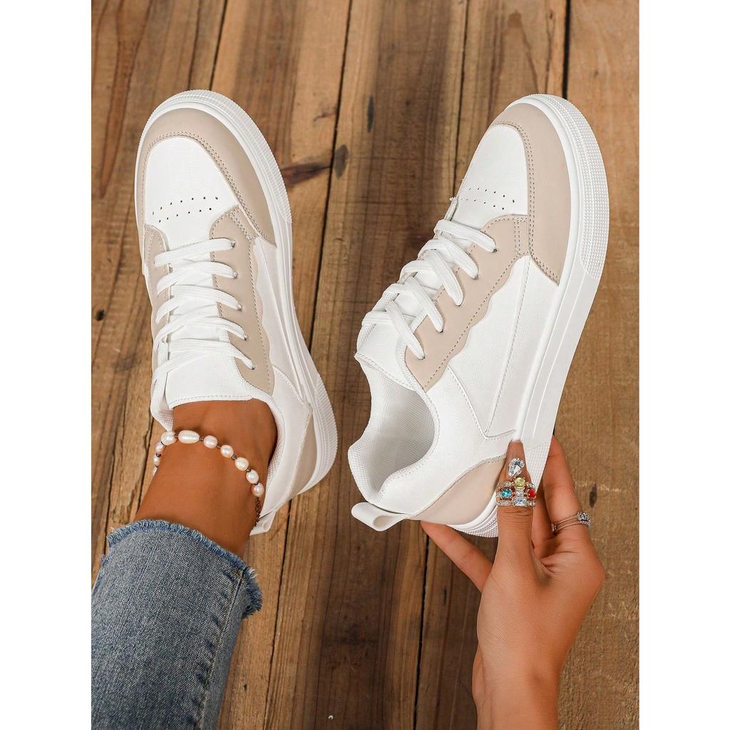 Women's Casual Sport Shoes Sneakers, Large Size Ladies Board Shoes,Student Versatile Casual Sports White Footwear Rubber Sole