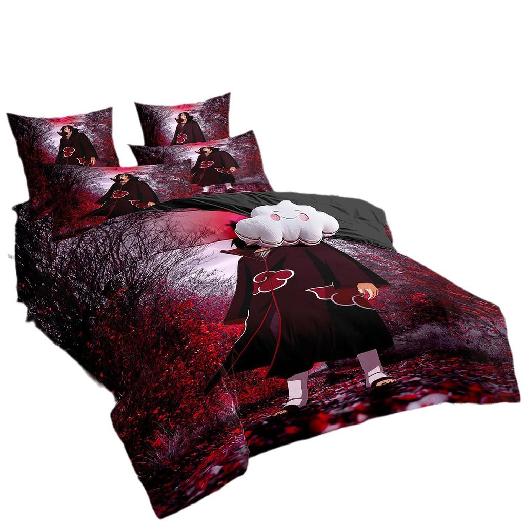 Japanese Style Bedding Set Cartoon N-Naruto Duvet Cover Bed Comforter Set Akatsuki Sasuke Uzumaki Quilt Cover Pillowcase