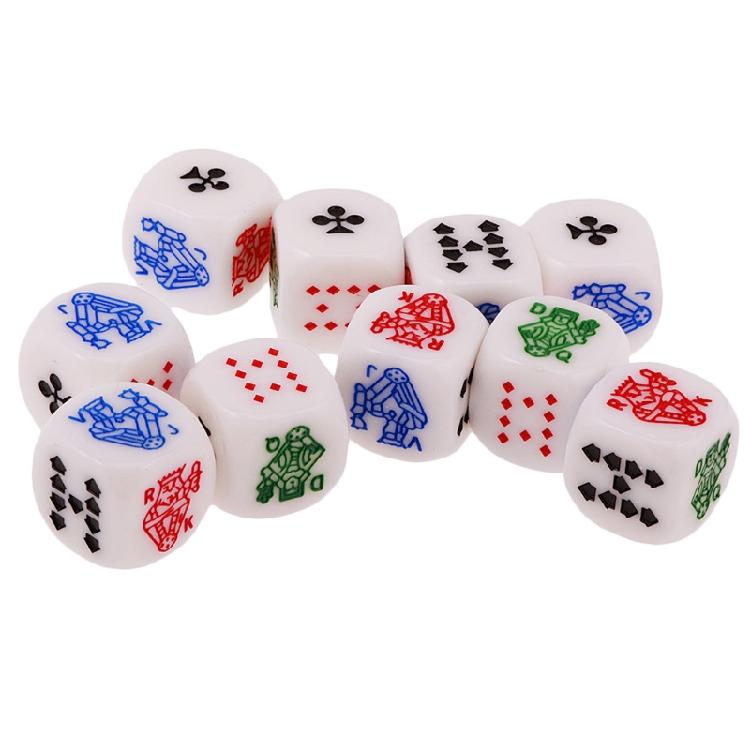 10pcs 16mm Acrylic Poker Gaming Card Game Dices Friends Party Board Game Dice