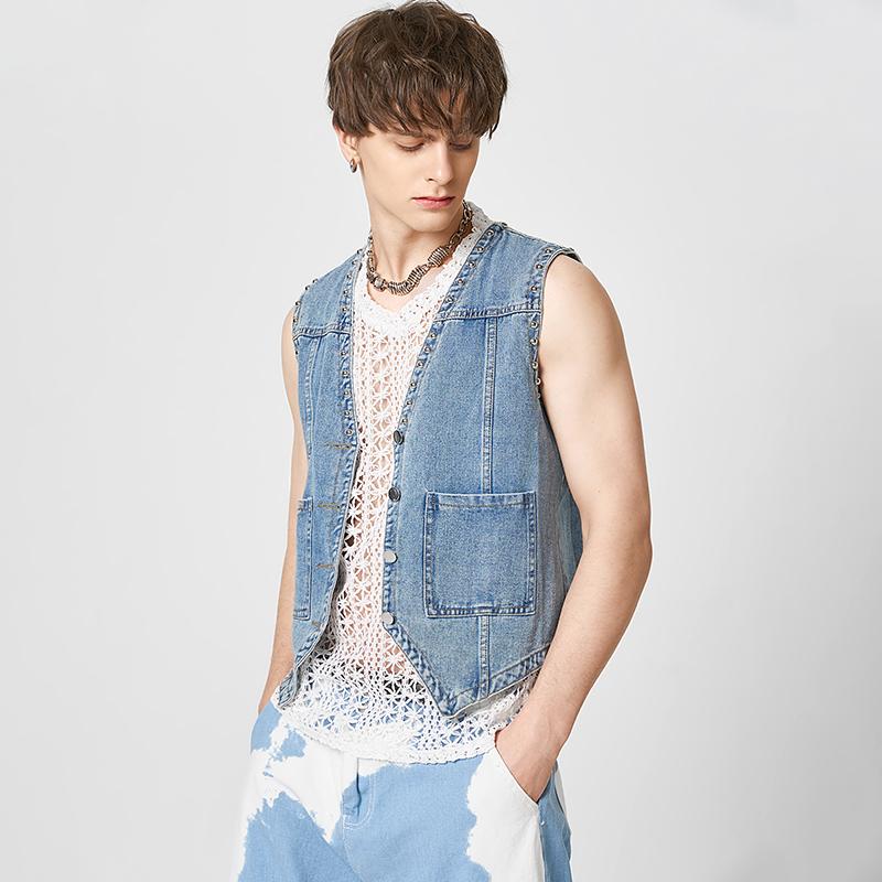 

INCERUN летние мужские весенние полые майки однотонные свободные