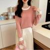Ankola Red Velvet Plus Size Bottoming Shirt Hollow Thin Lazy Style Early Autumn Sweater