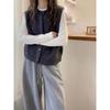 Einfarbige Damen Strickweste Koreanischer Rundhals Einreihiger Pullover Frühling Herbst Kurz Mode Damenbekleidung