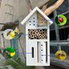 Wooden Bee Habitat Insect Butterfly House Hanging Outdoor Garden Hive House Bug Shelter Nest Box  For Ladybugs Random Color