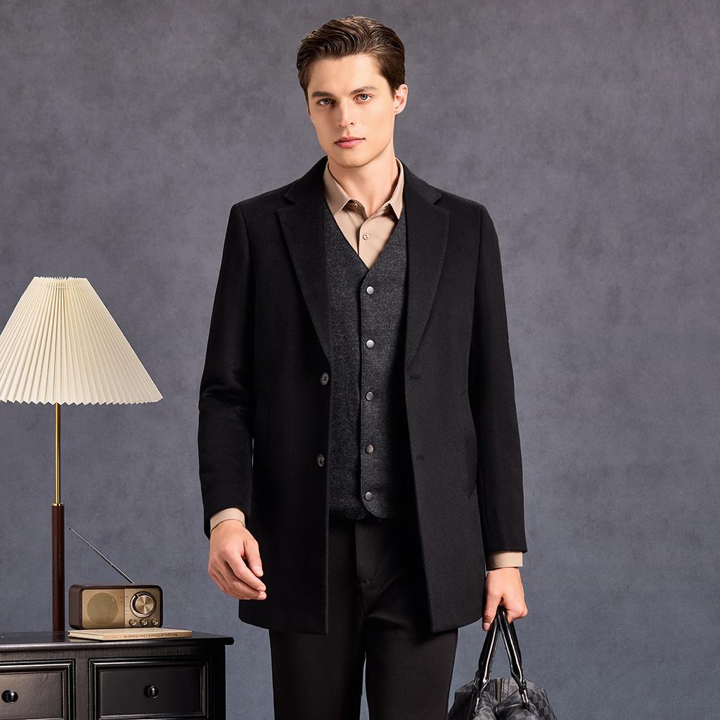 Men's Cashmere and Sheep Wool Mid-Length Coat