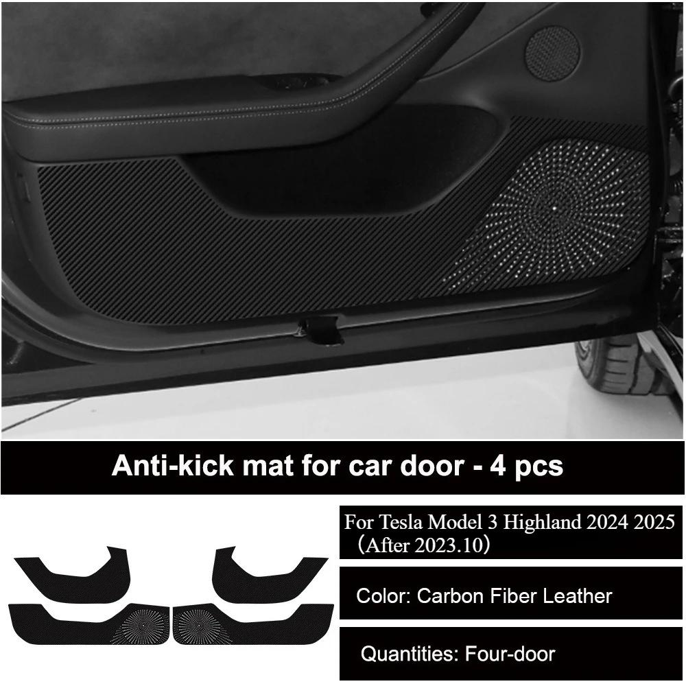 For Tesla Model 3 Y Car Door Anti-Kick Pad Leather Sticker Trim Side Door Sill Protector Cover Car Interior Decoration 2017-2025