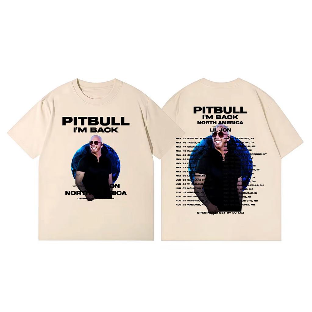 Mr.worldwide Pitbull I'm Back Tour 2026 Maglietta Moda Hip Hop Manica Corta T-shirt Uomo Donna Estate Moda Maglietta Trendy