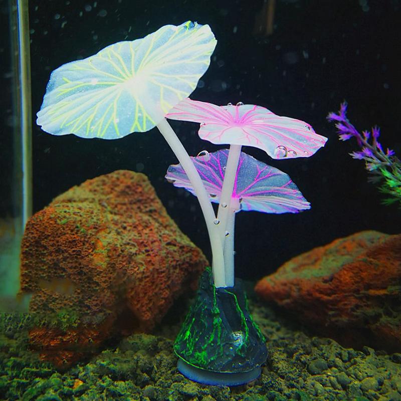 Silicone Simulated Artificial Plant Decoration Fluorescent Aquarium With Sucker