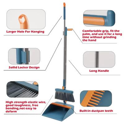 1Set Broom Dustpan Set Household Floor Cleaning Tools for Kitchen Wooden Flooring Pet Hair Broom and Dustpan Set