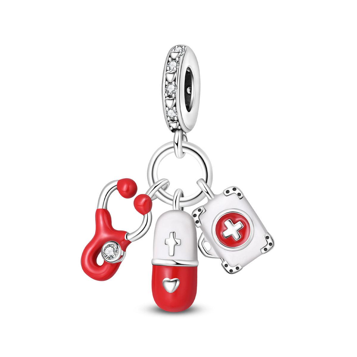 

DIY Bracelet Charms Tooth Pill Medicine Box Ambulance Nurse Theme Beads For Jewelry Making