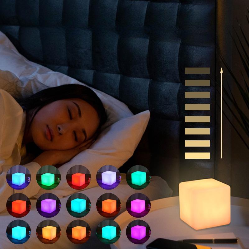 Multi-scene Application RGB Waterproof Rechargeable Small Night Light, Creative Atmosphere Table Lamp LED Luminous Cube Light