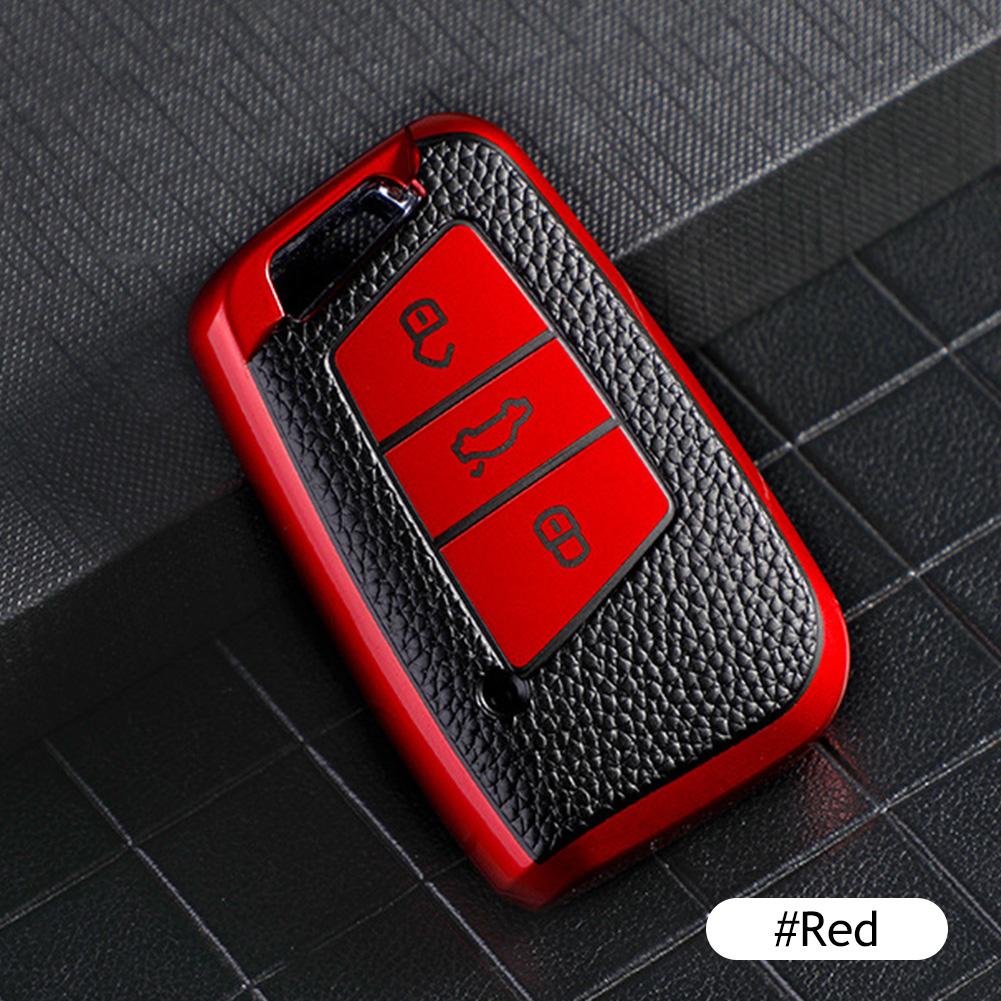 Leather Car Key Case Keys Full Cover Protection Shell Bag for VW Volkswagen Polo Tiguan Passat Golf Jetta Lavida Skoda