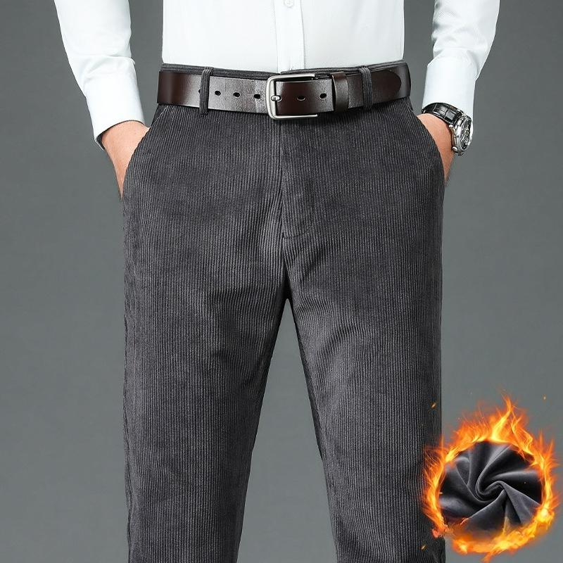 

Вельветовые брюки для мужчин среднего возраста, осенне-зимние, с плюшевой подкладкой, прямые повседневные брюки, зимние брюки для папы, брюки карго для мужчин среднего возраста 29 темно серый