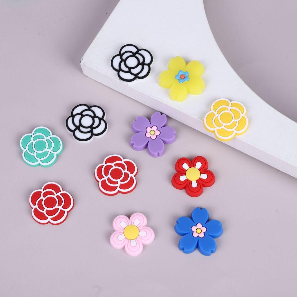 PVC Soft Rubber Hair Clips: DIY Cartoon Flower Series - Cherry Blossom & Camellia