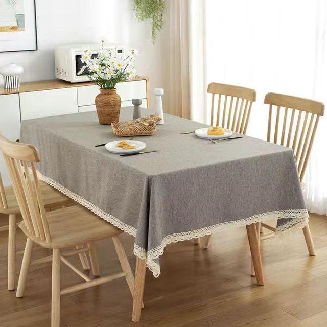 

Однотонная скатерть с кружевом из хлопка и льна, водонепроницаемая, маслостойкая, прямоугольная скатерть для свадебного обеденного чайного стола, украшение для стола 40x60cm