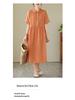 2024 Summer Japanese Style Cotton-Linen Polo Collar Midi Dress for Women