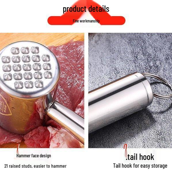 304 Stainless Steel Meat Tenderizer Hammer for Steaks