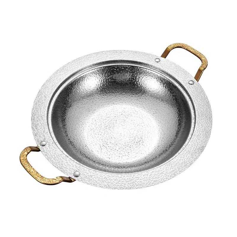 

Lilang Stainless Steel Hammered Snowflake Pot with Golden Handles