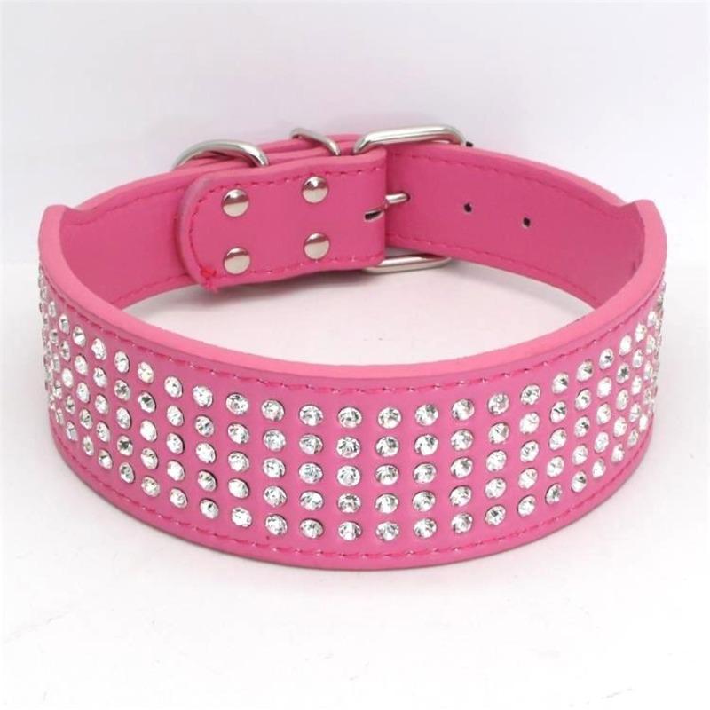 Anti-bite Collar Rhinestone Rhinestone Decorative PU Leather Collar Is Suitable for Medium To Large Dog Collar Collar