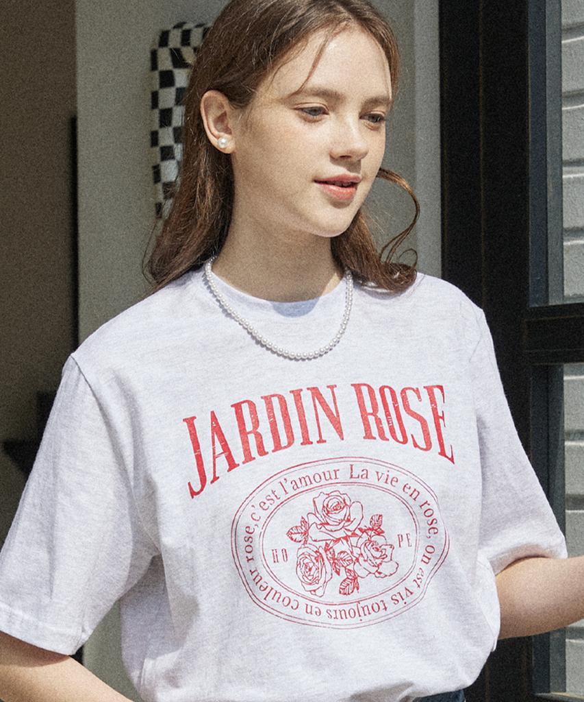 OURHOPE Jardin Rose T-Shirt - Light Gray
