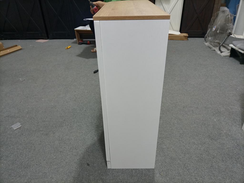 Corner Bathroom Cabinet with Open Storage Cabinets, Cabinet with Grid Doors and Adjustable Shelves, Bathroom, Kitchen, Living Room, Storage Room
