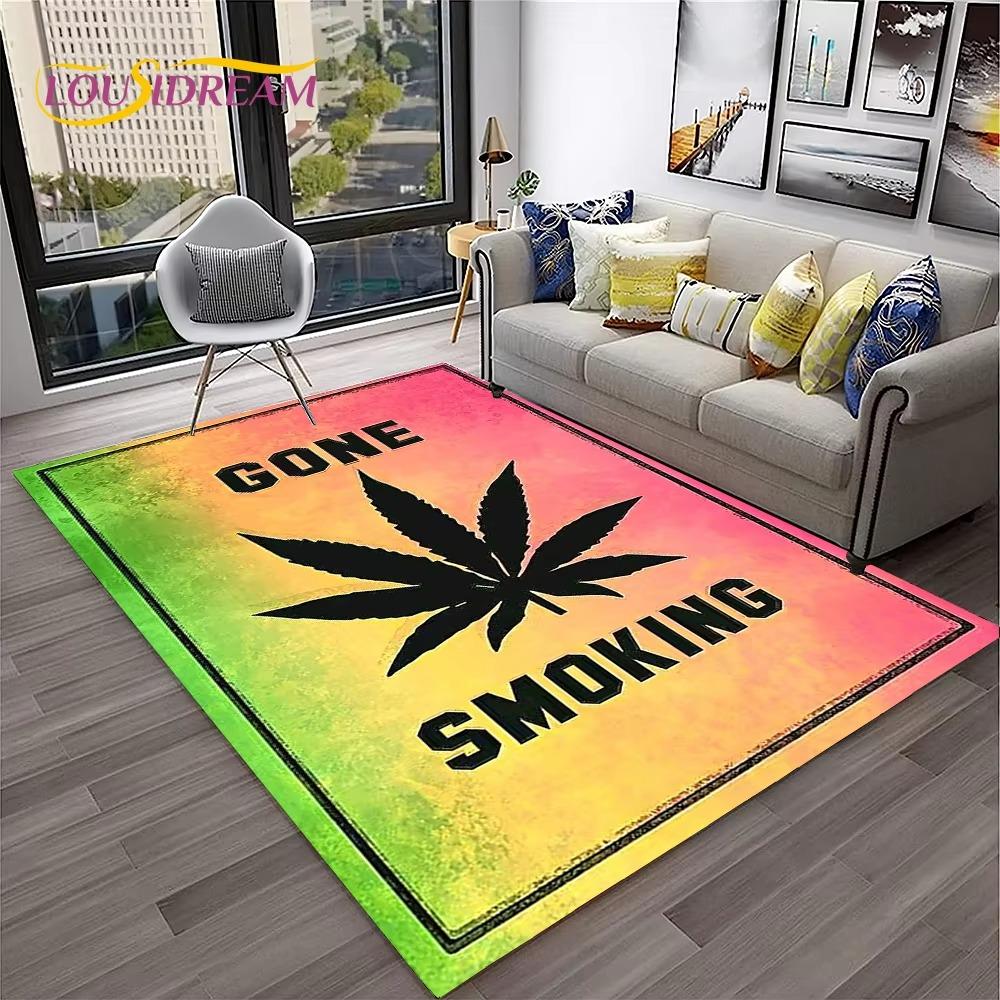 Weed Plants Maple Leaf Carpet Rug for Home Living Room Bedroom Sofa Playroom Doormat Kitchen Decor Area Rug Non-slip Floor Mat