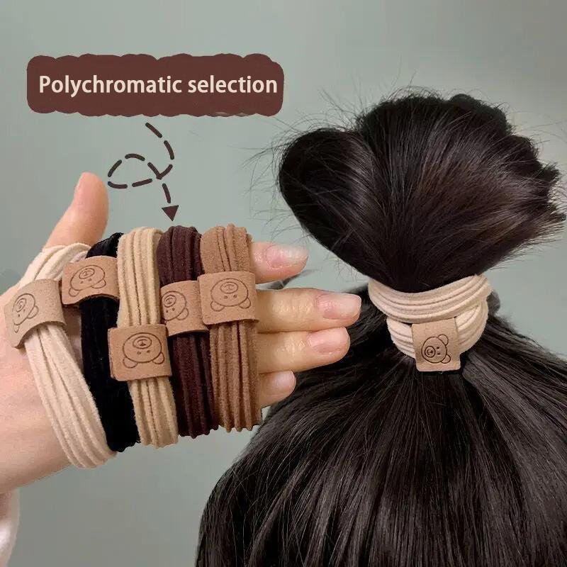10pcs  high-elasticity seamless hair bands, bear hair bands, women's rubber bands, elastic hair bands that won't damage the hair