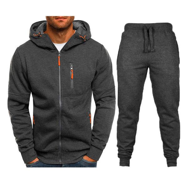 Men's Sports Suit Zipper Cardigan Two-piece Set Running Outdoor Hooded Classic