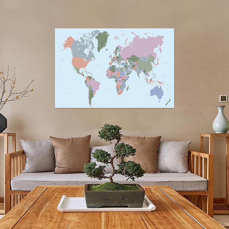 Grande Poster Mappa del Mondo Arte da Parete per Decorazione Aula e Ufficio di Casa, Mappa Politica del Mondo Dettagliata Aggiornata al 2026 per Viaggi e Uso Educativo
