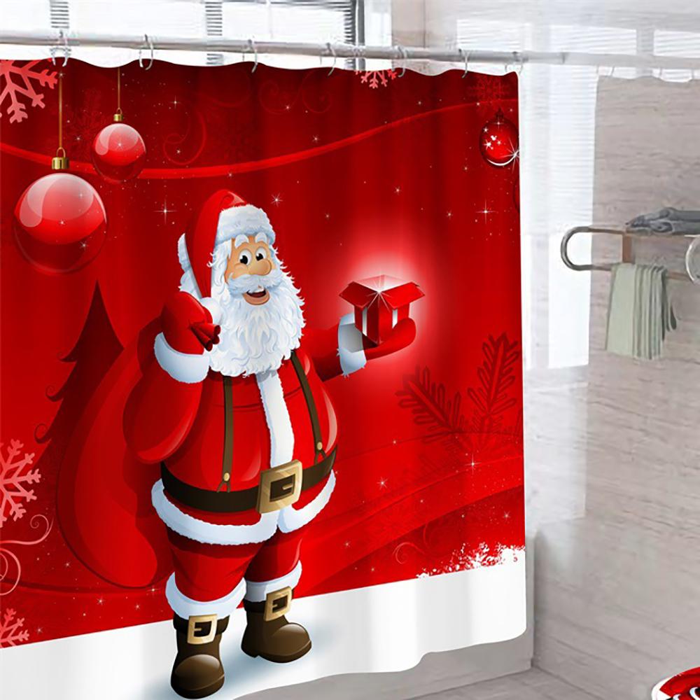 1PC Christmas Shower Curtain Bathroom 180*180cm Christmas Decorations