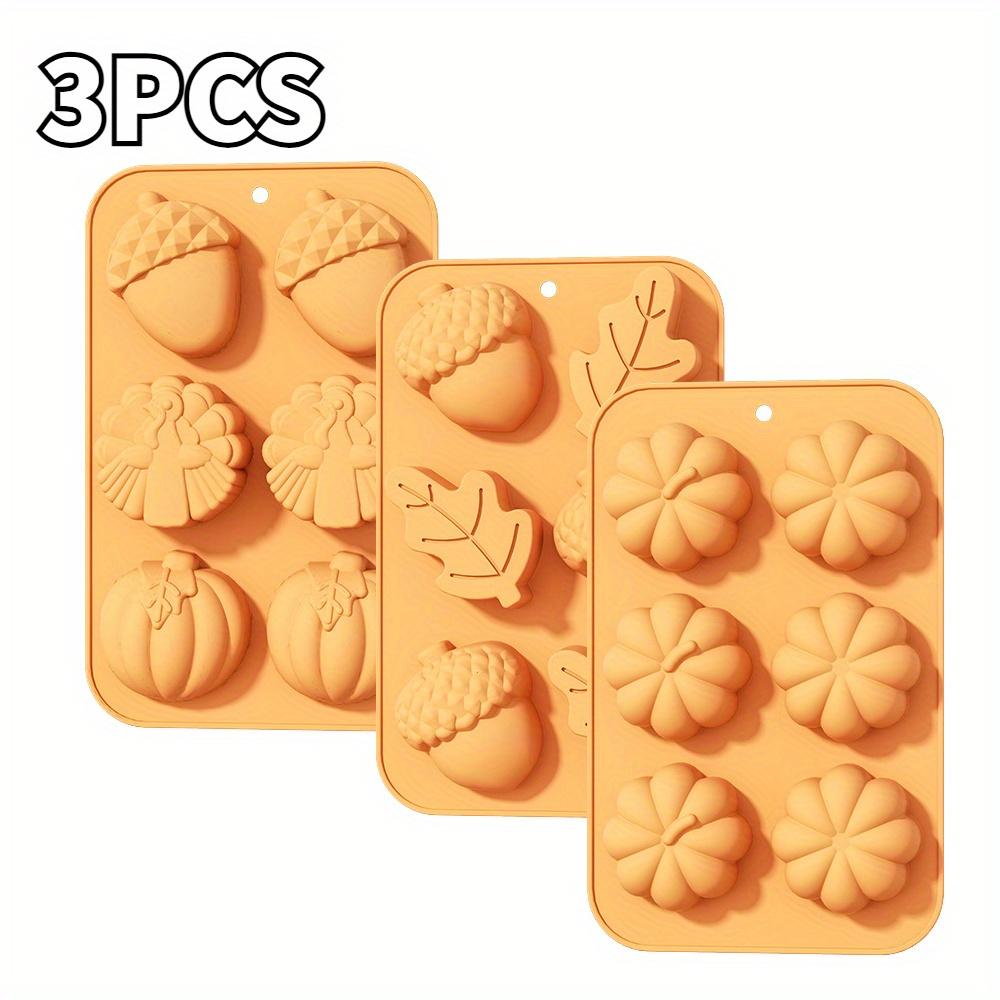 Pumpkin Silicone Baking Molds Fall Leaves Acorn Cake Molds Non-Stick Chocolate Candy Soap Molds Desserts DIY Baking Tools