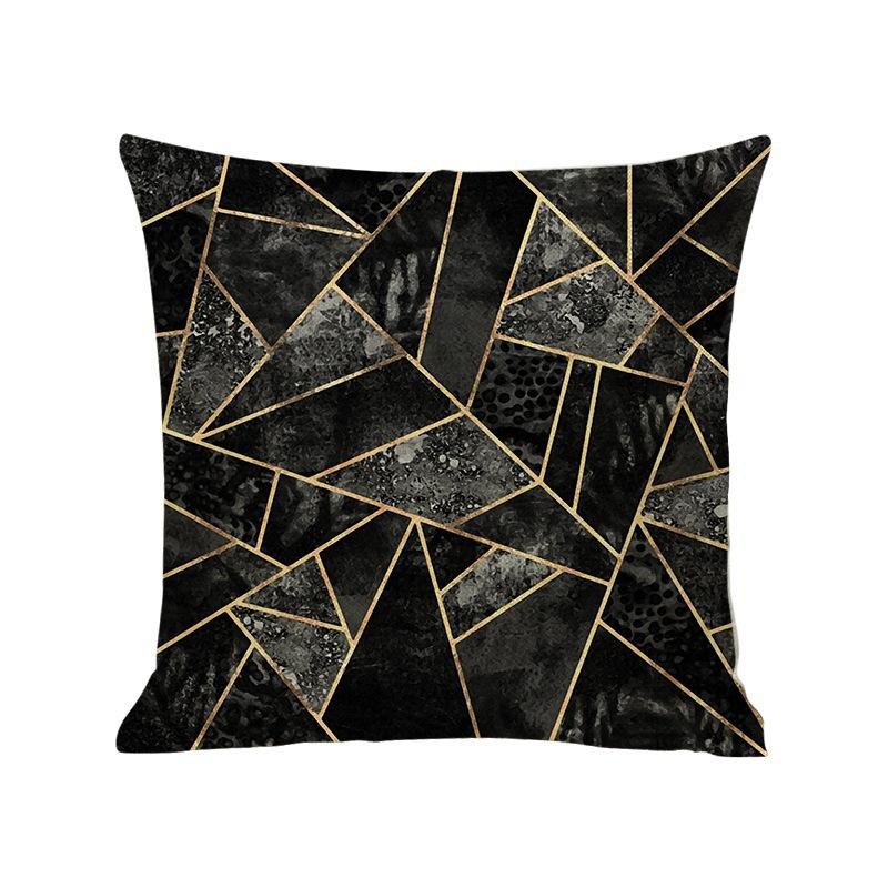 Ins Style Marble Geometric Linen Pillow Sofa Cushion English Letters