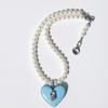 VERRYTASTE Heart Pendant Pearl Necklace - Sky Blue