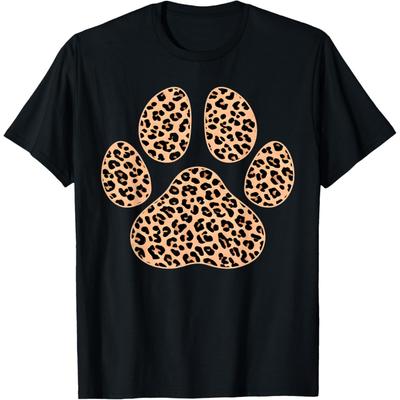 Cat Paw Print Cute Leopard Pattern Dog Lover Leopard Print Men Women Girls Kids T-Shirt