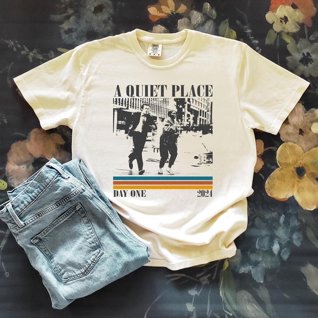 A Quiet Place: Day One Movie T-Shirt and kids tshirt, Retro Film Shirt and kids tshirt, Comfort Colors Unisex T-Shirt and kids tshirt