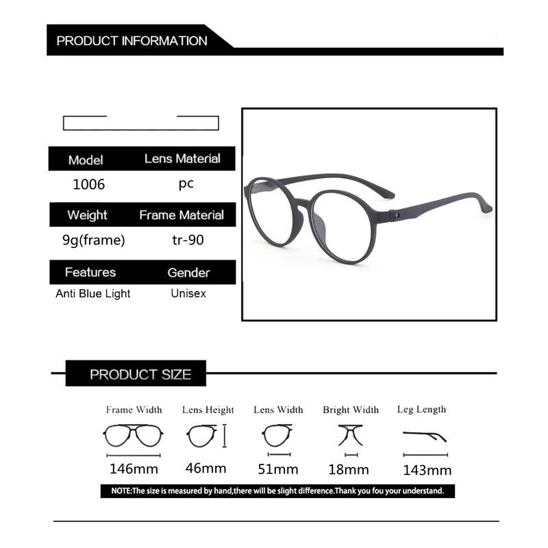 Ultraligh Fashion Flexible No Screws Eyewear Big Size Retro Round Optical Anti Blue Light Men Women Eyeglasses Frame 66016