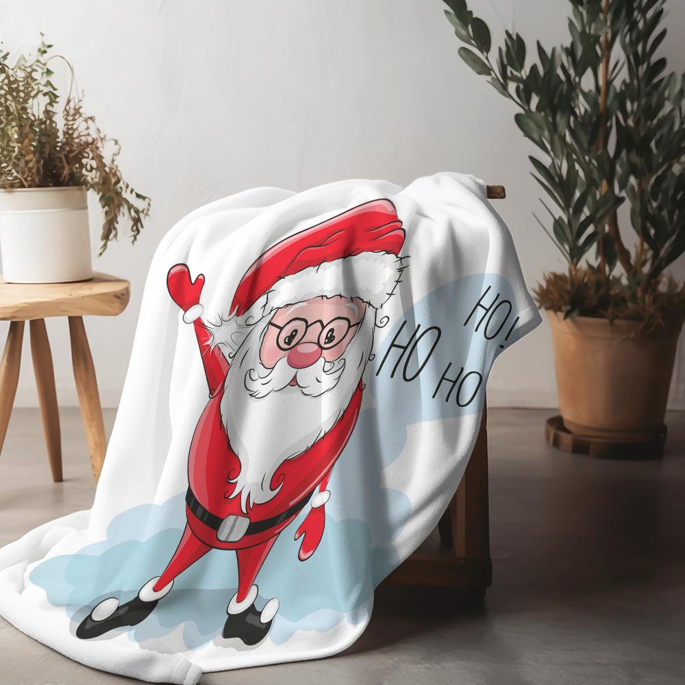 Cozy Christmas Throw Blanket Soft Flannel Reindeer Santa Claus Holiday Home Decor Gift Festive Winter Warm Bedspread