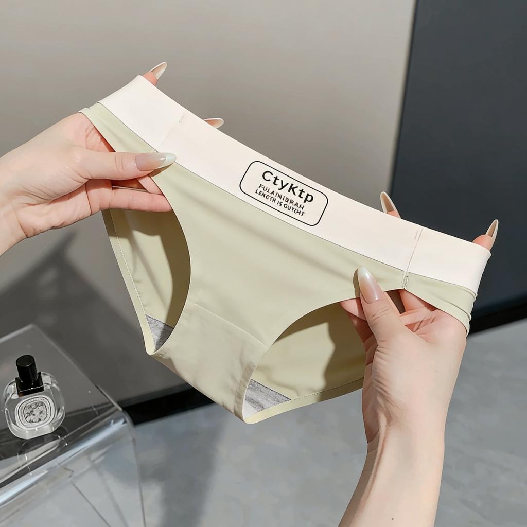 Female Summer Thin Model Ice Silk One Piece Without Trace Pack Hip Lift Hip Low Waist Triangle Briefs