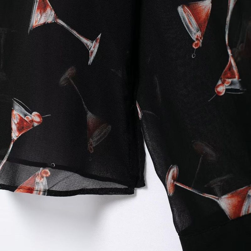 Kaslead New Arrival Women's Fashion Style Fashion All-Match Translucent Print Long Sleeves Shirt 9030213