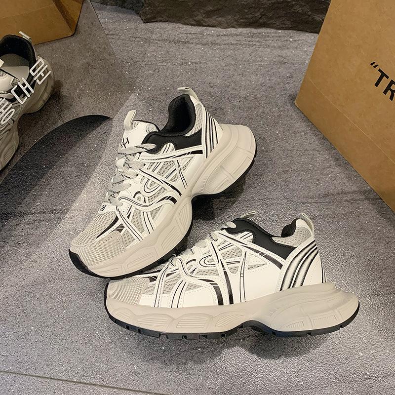 Platform Dad Shoes Women's 2025 New Popular Spring and Autumn Versatile Super Fire Small Man Height Increase Small White Casual Sports Shoes