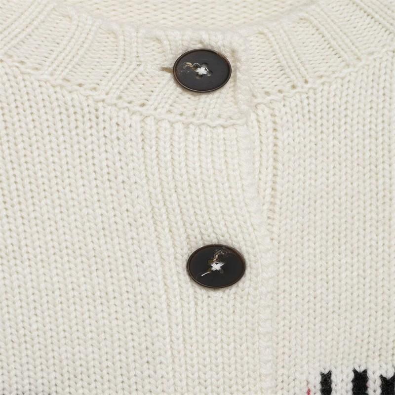 Womens Winter Casual Knit Cardigan Sweater With Jacquard Round Neck Short Length Soft Comfortable Fit Daily Wear