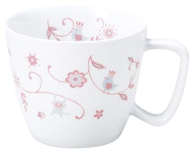 [Oficiální] OGISO Dětské nádobí, Hrnek z vyztuženého porcelánu s uchem pro snadný úchop, Sarasa, Růžový, 19561310B100