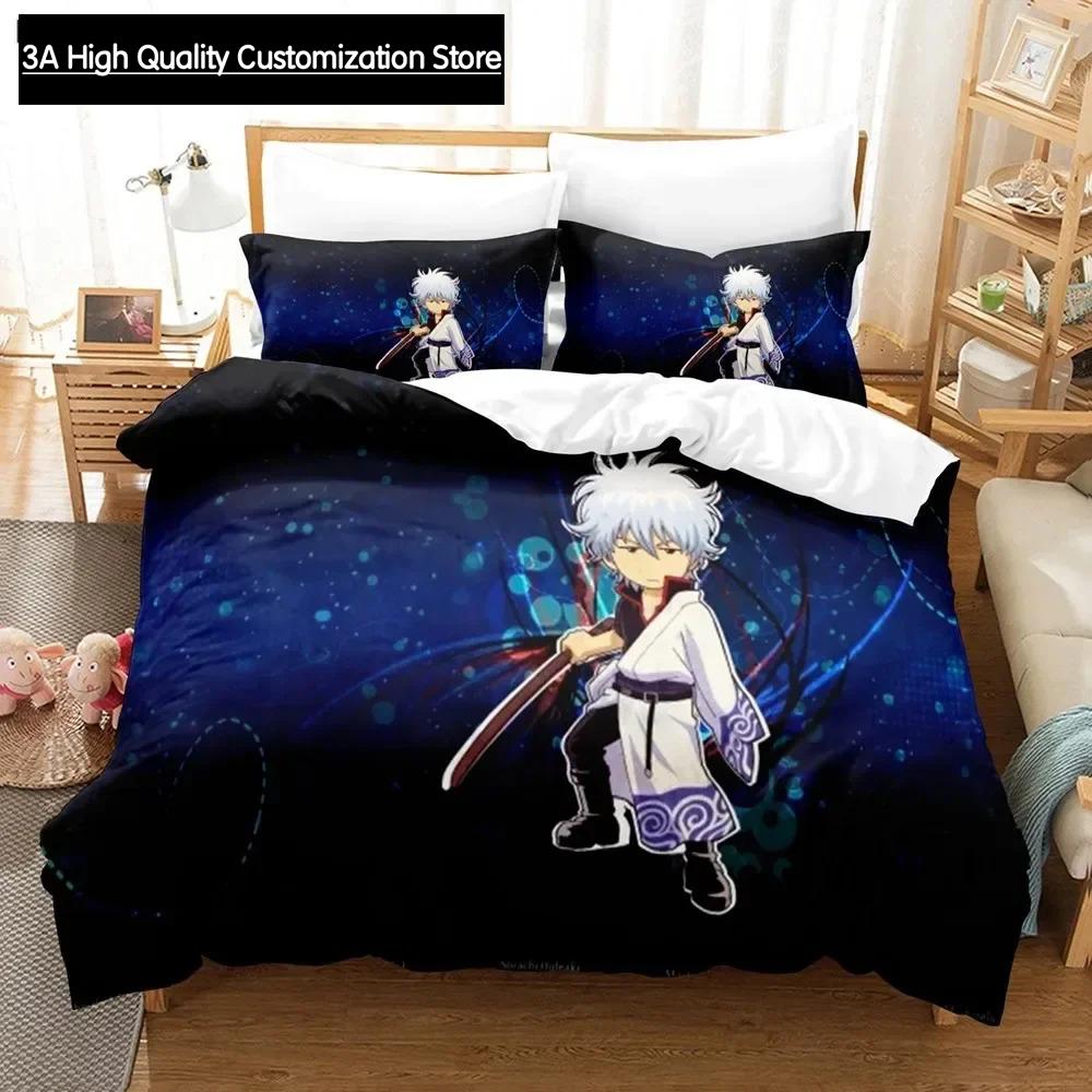 Gintama Bedding Set Duvet Cover Pillowcases For Adult Kids Single Double Full Queen King Boys Teens Sakata Gintoki Bed Linen