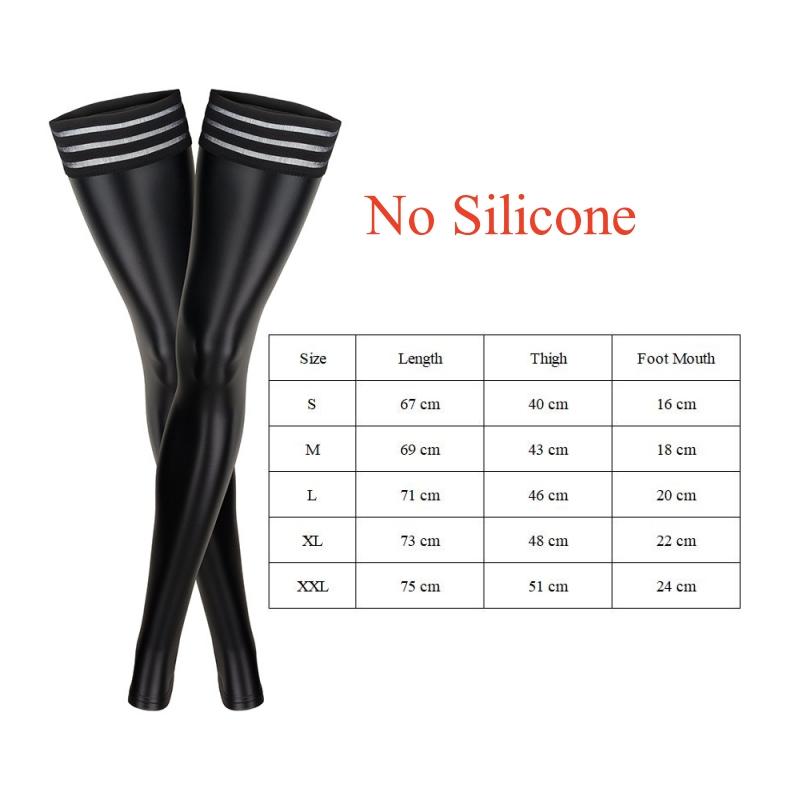 Black Sexy Patent Leather Boots Silicone Stay Up Thigh High Stockings Women Plus Size Party Socks  Pole Dance Clubwear