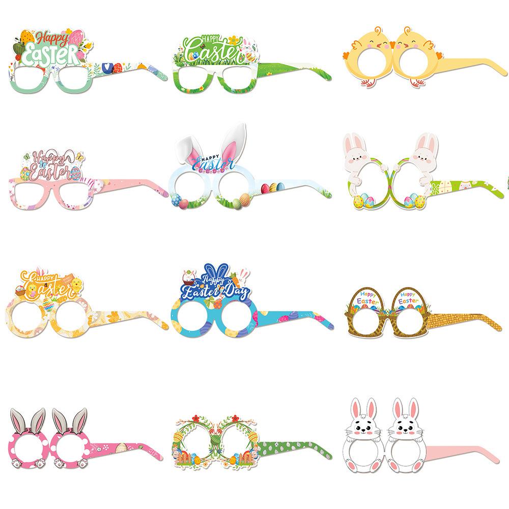 Ostern, Neuer Stil, Niedlicher Cartoon-Hase, Papierbrillen, Party, Foto-Requisiten für Kinder und Erwachsene, Dekorative Artikel