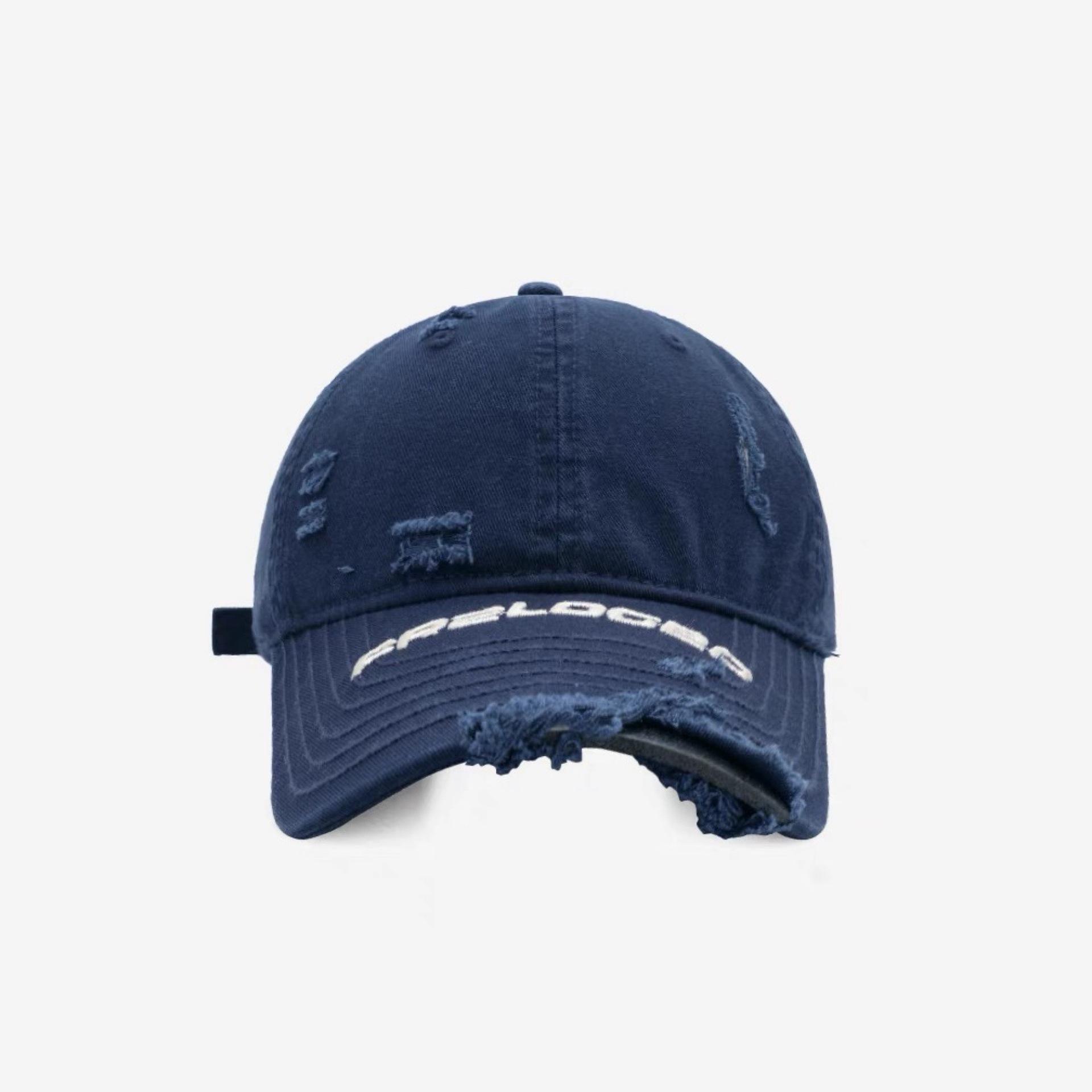 

Street Hole Hip Hop Baseball Cap Unisex Korean Version Trendy Cap with Embroidered Brim Letters Adjustable