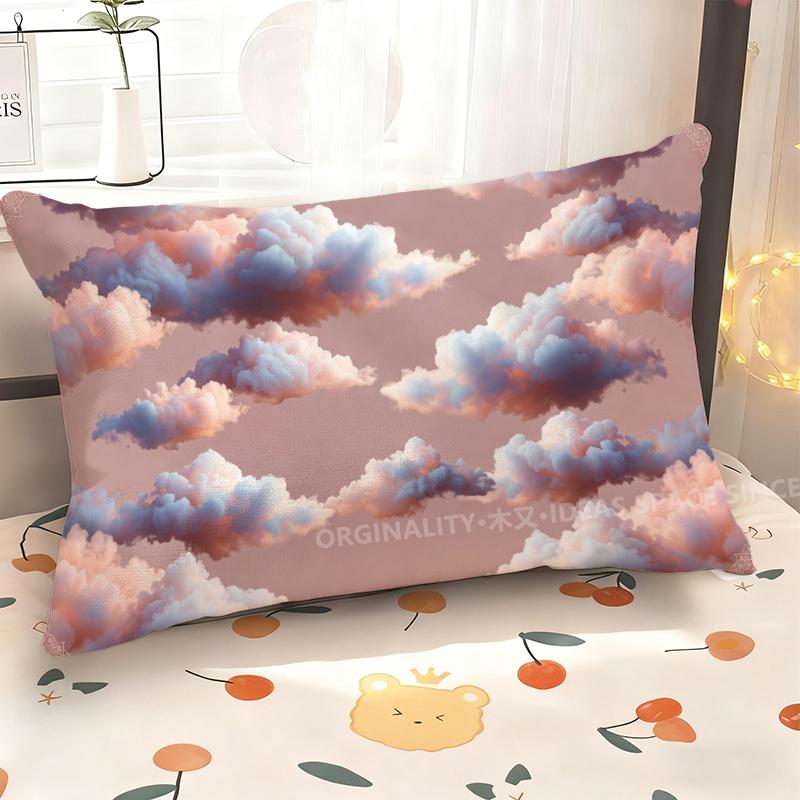 Pink Clouds Patterned Pillowcase Suitable For Sofa Bedroom Car Pillow Cover Cushion Rectangular Back Cushion