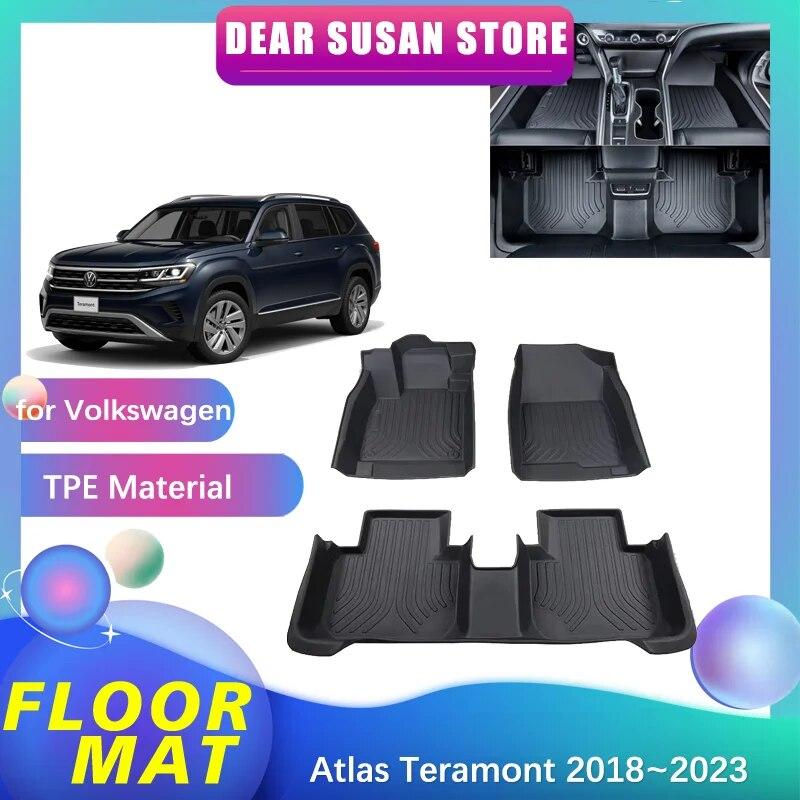 

Автомобильный коврик для Volkswagen VW Atlas Teramont 2018 ~ 2023 2019, детали для ног, подкладка из ТПЭ, коврик для ковра, индивидуальный чехол, аксессуары для коврика