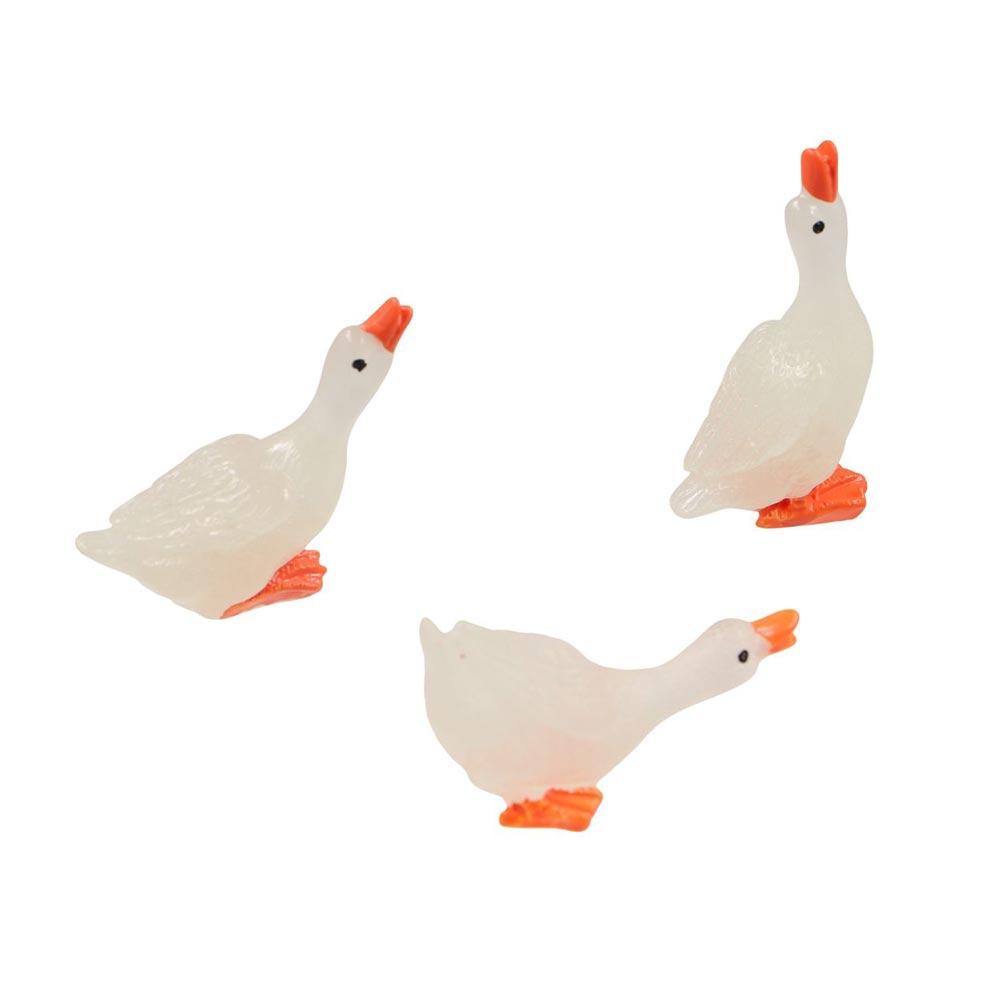 

3D White Swan Model Ornament Fluorescent Luminous Swans Figurines Fairy Garden M