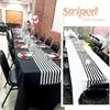 10 Pcs Striped Plastic Table Runner 14 X 108 Inch Black and White Disposable Table Runner for Birthday Parties Wedding Decorations Baby Shower Racing