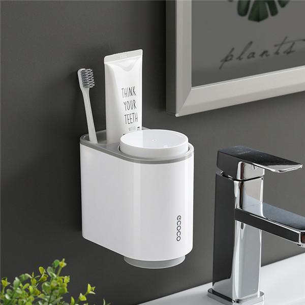 Toothbrush Holder Wall Mounted Automatic Toothpaste Dispenser Magnetic Toothpaste Squeezer Whit 4 Cup